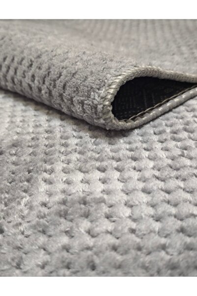 Seloria Home Açık Gri Rölyef Taban Özek Kesim Yıkanabilir Tozumaz Halı Kilim ...