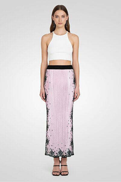 MSGM Women Graphic Print Gonna Midi Skirt, Pink