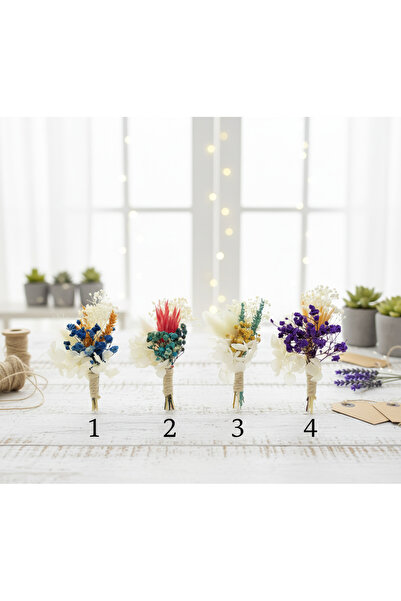 Soilhandmade Renkli Ortanca Çiçekli Damat Yaka Çiçeği, Yaka İğnesi