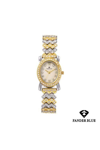 FANDER BLUE Women's Crystal Watch Funderblo with Steel Strap and Gold Dial