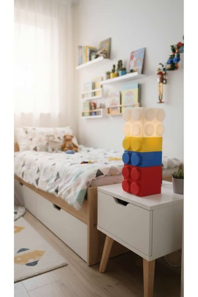 muggle design Colorful Lego Block Lamp – Decorative Night Light for Children's Room & Retro Design (36 cm)