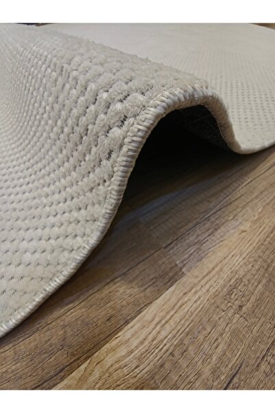 Seloria Home Krem Rölyef Taban Özek Kesim Yıkanabilir Tozumaz Halı Kilim Yolluk