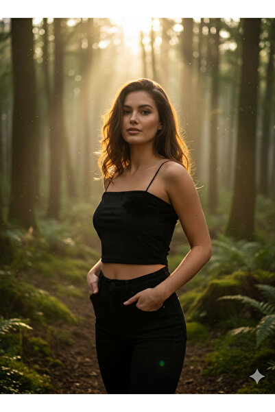 Foola Moda 3 adet İnci kadife Crop