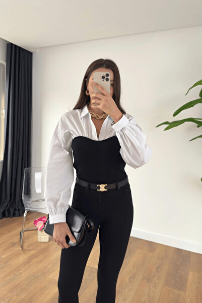 Gofeel Siyah Korse Detaylı Gömlek