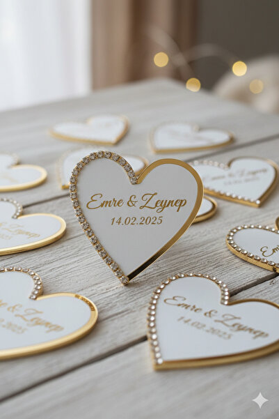 kesim sanat atölyesi Ahşap Kalp Söz, Nişan,Nikah,Kına Hediyeliği Gold Taş Det...