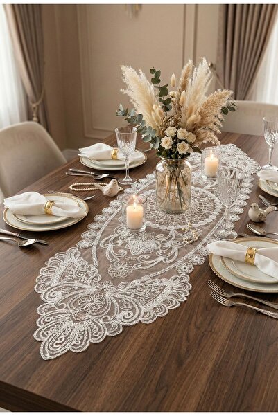 Yavuzhan Metal Oval Dantel Masa Runnerı – 37x110 cm | Şık ve Dekoratif Salon ...