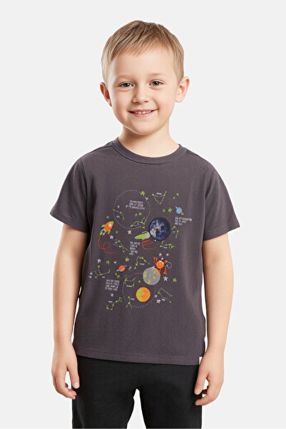 Hamleys Kids Boy Crew Neck Short Sleeve Graphic Print T-Shirt, Dark Grey
