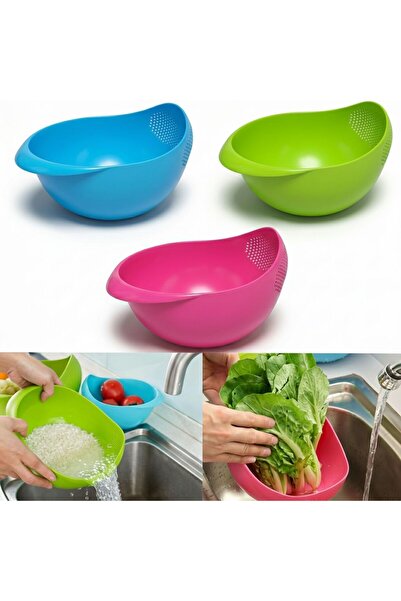 TARIK HOME Pratik Pirinç, Sebze ve Meyve Yıkama Süzgeci - Ergonomik Süzgeçli ...