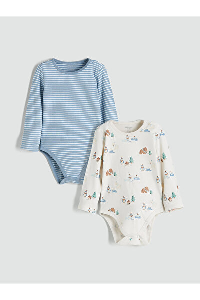 LC Waikiki LCW بيبي بيج ياقة الدراجة طفل صبي سناب بودي سوت 2-حزمة