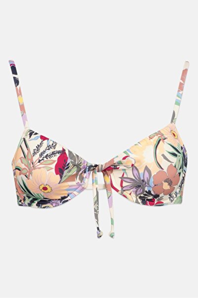 Roxy Women Allover Printed Padded Bikini Top, White Combo