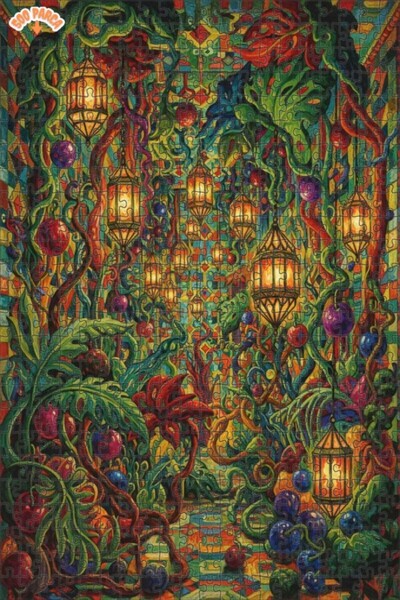 Teona Ahşap Gizemli Bahçe Fenerleri Sanat Çift katlı Çerçeveli Ahşap Puzzle 5...