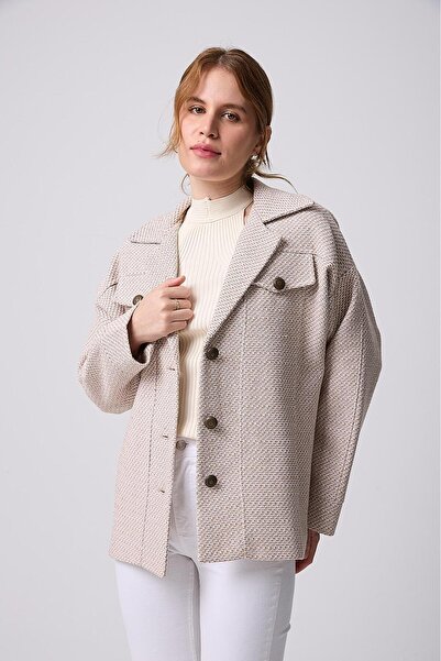Fi-Wear by Isac Şanel Kumaş-Oversize Kadın Ceket