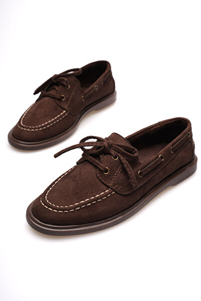 Artgoo Women's Coffee Suede Daily Casual Sole Lace-Up Loafer Shoes