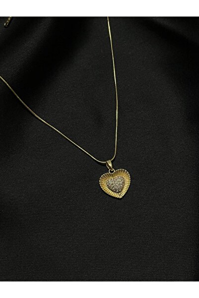 ROYKA Gold Heart and Stone Gift Steel Heart Necklace