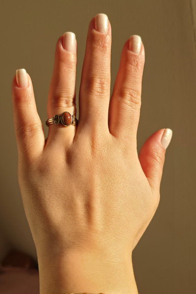 NBS Beautiful Naturel Stones Brown Star Stone Antique Copper Ring Adjustable ...