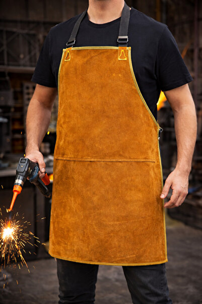 TYD مريلة جلدية - مريلة للحام - مريلة للعمل - مقاومة للحرارة