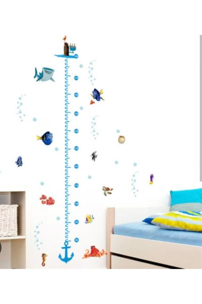 mertyavm Sticker Boy Height Chart Children's Room Wall Decoration Ocean Animals 80-180cm Height Chart Waterproof Sticker