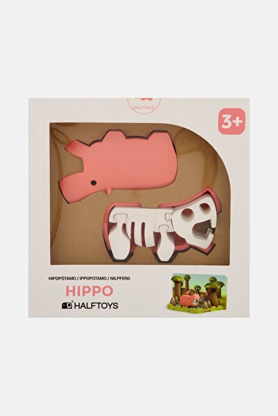 Halftoys Hippo 3D Puzzle Magnetic Play Figure, Pink/White