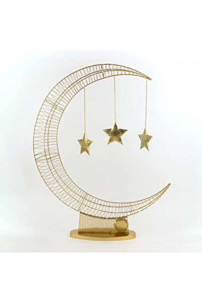 Generic Ramadan decoration in the shape of a crescent moon and stars, gold co...