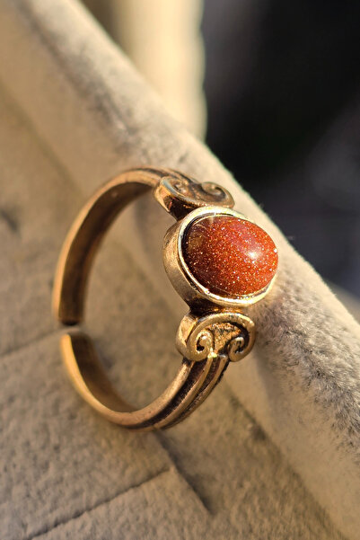 NBS Beautiful Naturel Stones خاتم نحاسي عتيق من حجر النجمة البنية قابل للتعدي...