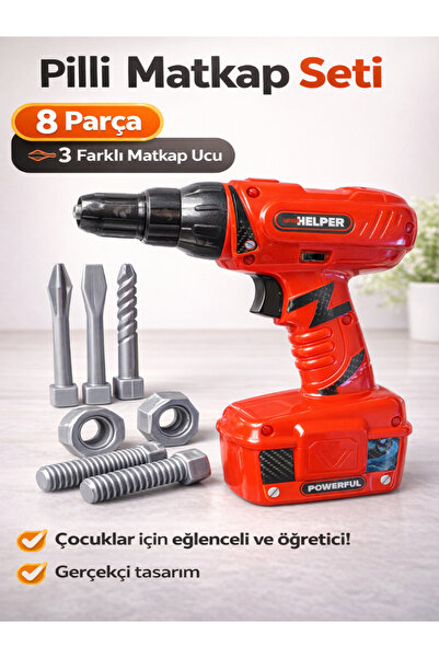 a v d a Pilli Oyuncak Matkap Seti 8 Parça – Eğitici Çocuk Tamir Seti –El-göz ...