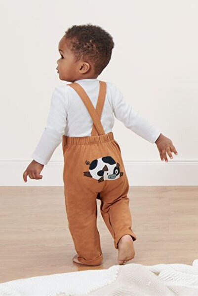 Tchibo Toddlers Boy Embroidered Romper, Tan