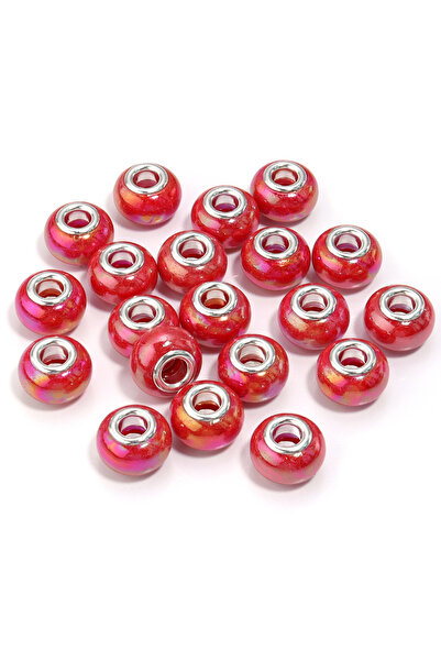 Choice3 RED 20Pcs Resin Round Beads Ceramic Color Plated Large Holes Spacer C...