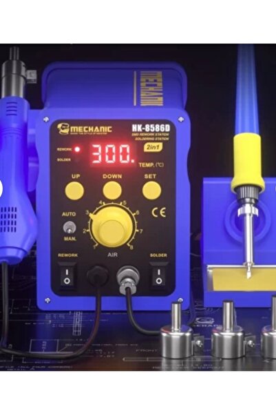 MECHANIC HK-8586D 2in1 Sıcak Hava Lehim İstasyonu Dijital Ekranlı Havya Seti
