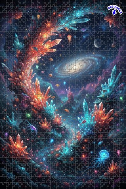 Teona Ahşap Crystal Galaxy Sea Wooden Puzzle Double Layer Framed Wooden Puzzl...