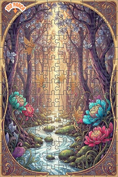 Teona Ahşap لغز خشبي بإطار مزدوج الطبقات بمظهر الألوان المائية لغابة الجنيات ...