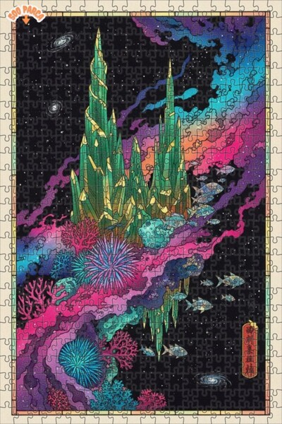 Teona Ahşap لغز خشبي مزدوج الطبقات منقوش بنمط كريستال جالاكسي تحت الماء 500 ق...