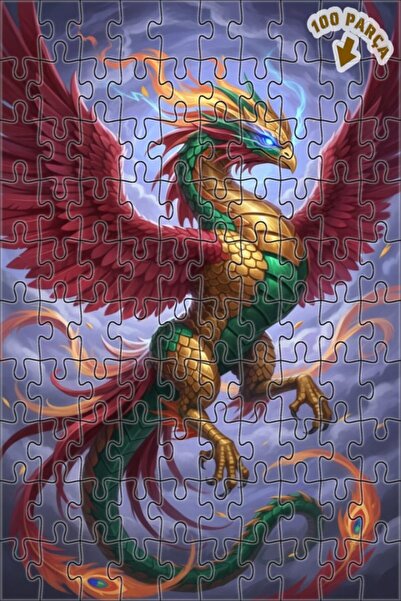 Teona Ahşap لغز فني على شكل تنين أسطوري بجناح ذهبي مزين بالترتر، بمظهر لوحة ز...