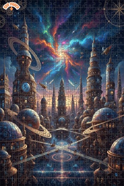 Teona Ahşap لوحة زيتية عالمية لمناظر المدينة بأسلوب ستيمبانك، لغز خشبي بإطار ...