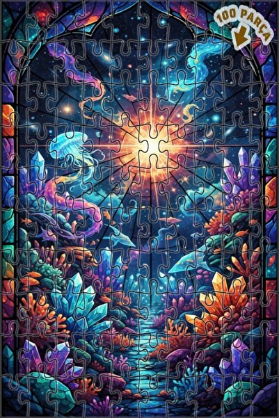 Teona Ahşap رحلة الكريستال في المحيط الكوني، فن ذو مظهر مائي، 100 قطعة، 25×25