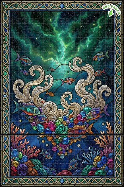 Teona Ahşap ألغاز خشبية مؤطرة بطبقتين بتصميم مخلوقات بحرية سحرية ومناظر طبيعي...