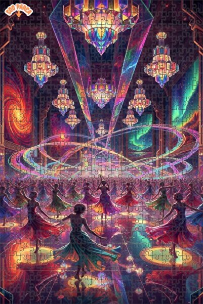 Teona Ahşap Mysterious Galaxy Ball Oil Painting Look Double Layer Framed Wood...