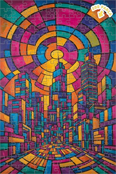 Teona Ahşap لغز خشبي بإطار ذو طابقين بمظهر لوحة زيتية لمنظر مدينة نابضة بالحي...