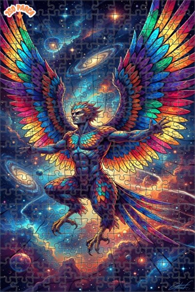 Teona Ahşap لغز خشبي بإطار مزدوج الطبقات بمظهر لوحة زيتية لرجل ذو أجنحة من ال...