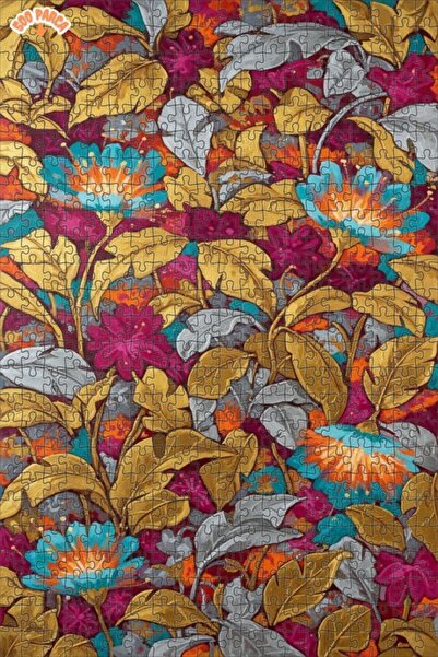 Teona Ahşap لوحة زيتية بأوراق ذهبية وزهور فيروزية، لغز خشبي بإطار مزدوج الطبق...