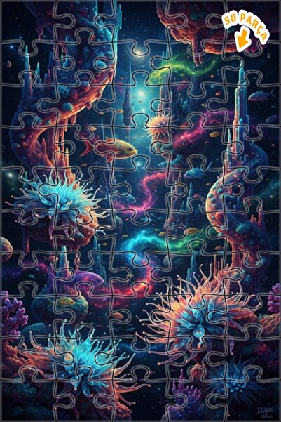 Teona Ahşap لغز خشبي فني بمظهر لوحة زيتية رائعة تحت الماء من جالاكسي، 50 قطعة...