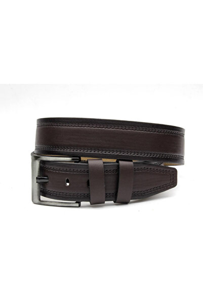 Trendhane حزام جلدي أسود بعرض 4.5 سم مع خياطة مزدوجة - مناسب للجينز والملابس ...