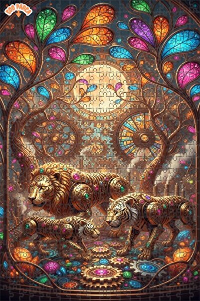 Teona Ahşap لغز خشبي سحري لملاك الغابة والأسود (أسد ونمر) 500 قطعة 50×30