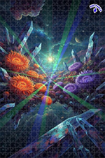 Teona Ahşap لوحة زيتية لزهور الكريستال البراقة في الكوكب، لغز خشبي بإطار مزدو...