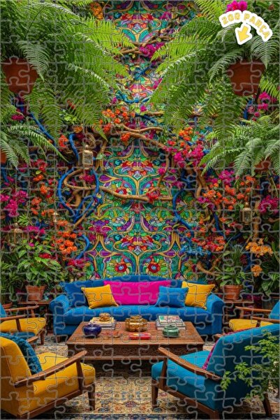 Teona Ahşap لغز خشبي مؤطر ذو طبقتين بنمط الحديقة السحرية 200 قطعة 25×35