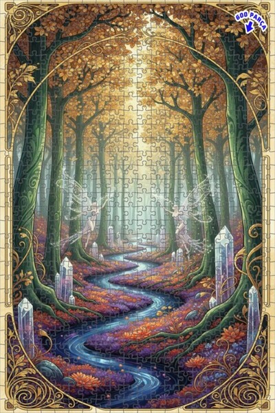 Teona Ahşap لغز خشبي مؤطر بطبقتين من خرافات الغابة 600 قطعة 50×35