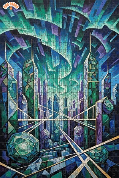 Teona Ahşap لغز خشبي مؤطر بطبقتين بمظهر منظر المدينة الهندسي ومشهد الألوان ال...