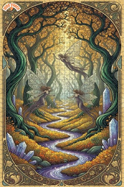 Teona Ahşap لغز خشبي مؤطر بطبقتين بمظهر لوحة زيتية لغابة الخيال الخيالية 1000...