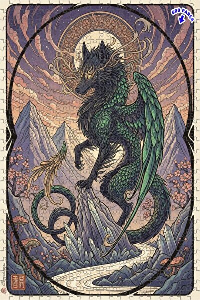 Teona Ahşap لغز خشبي مؤطر بطبقتين من ميستيك وورت دراغون آرت 600 قطعة 50x35