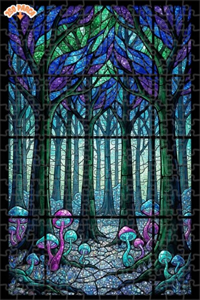 Teona Ahşap لغز خشبي مزدوج الطبقات بإطار منقوش بألوان الزجاج الزخرفي على شكل ...