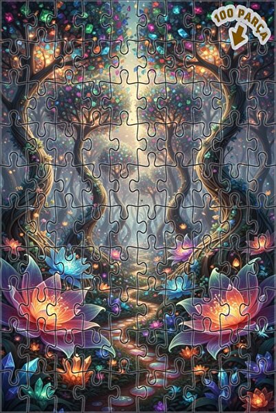 Teona Ahşap غابة الخيال، أشجار كريستالية، مظهر بالألوان المائية، 100 قطعة، 25×25